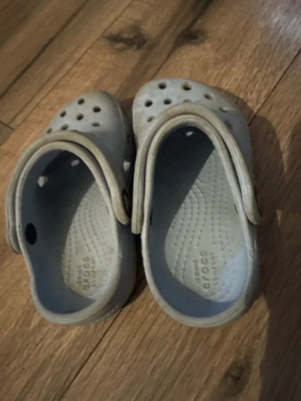 Toddler Crocs C7 Light Blue Slip-On Shoes With Adjustable Heel Strap